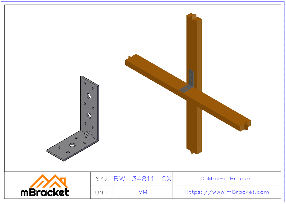 角码连接件 L型角铁 建筑结构加固五金配件 - 3*40*80*110 应用示范