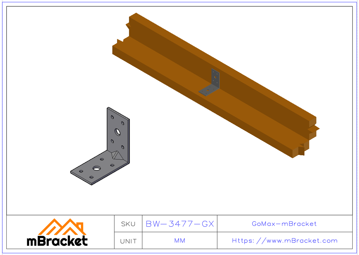 角码连接件 L型角铁 建筑结构加固五金配件 - 3*40*70*70 应用示范