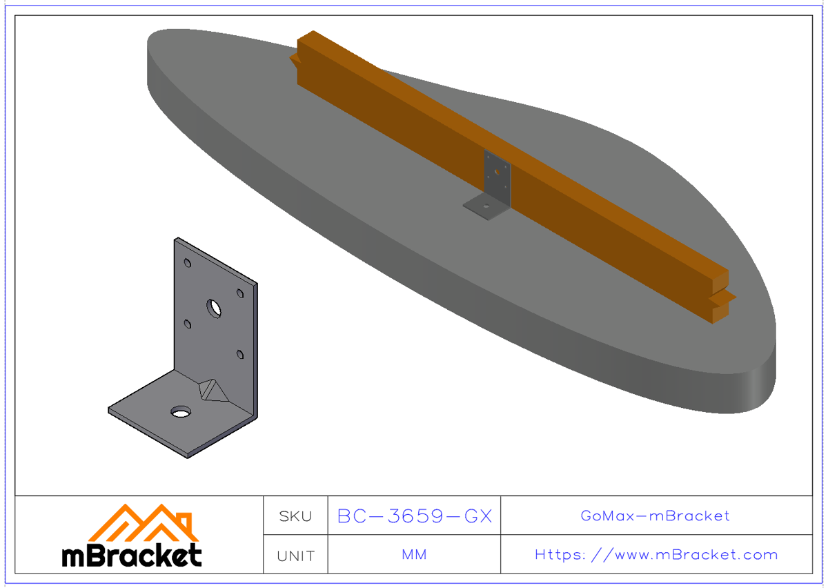 角码连接件 L型角铁 建筑结构加固五金配件 - 3*60*50*90 应用示范
