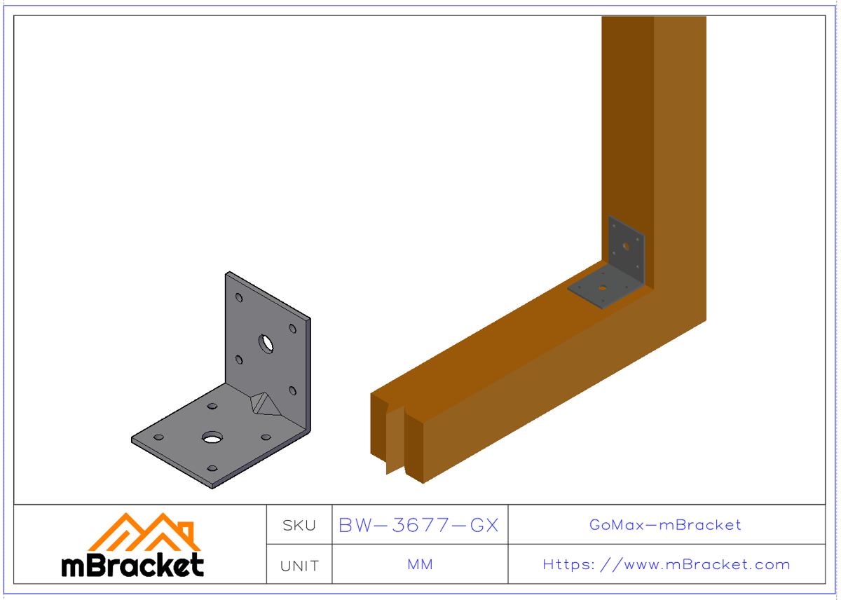角码连接件 L型角铁 建筑结构加固五金配件 - 3*60*70*70 应用示范