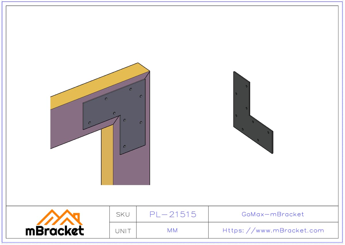 Connecteur d'angle plat Connecteur d'angle pour structure en acier léger Équerre d'angle - 2.0*150*150 Exemple d'application