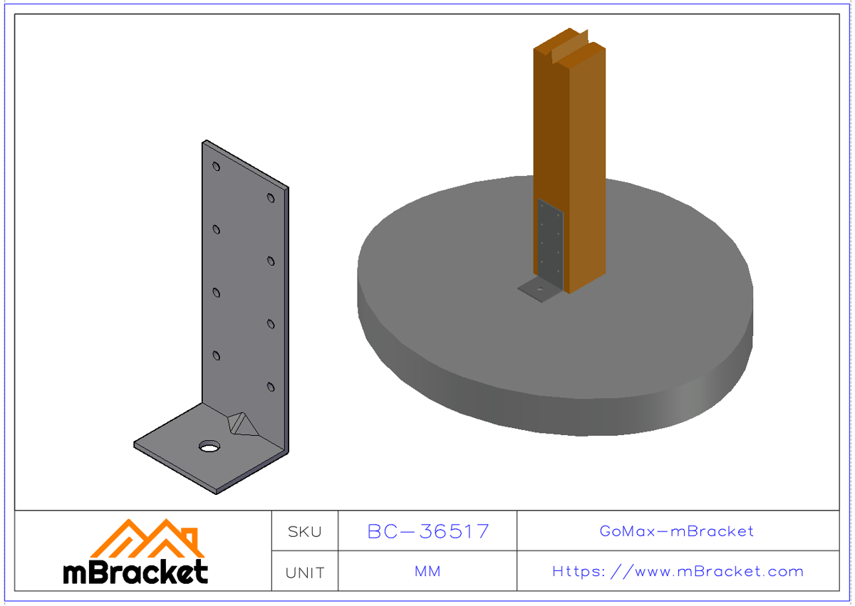 موصل رفع خفيف / زاوية توصيل للصلب الخفيف - 3*60*50*170 مثال الاستخدام