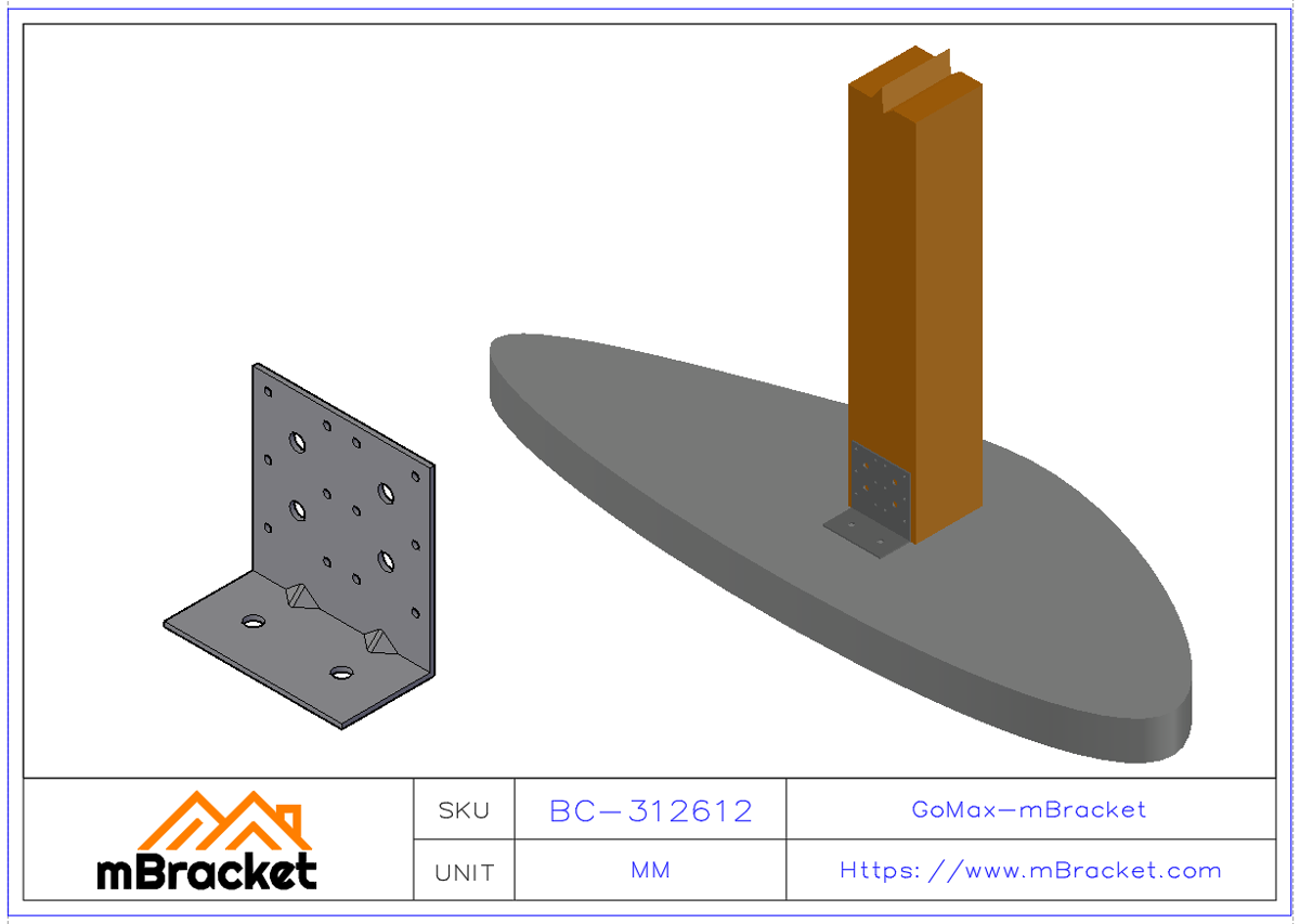 L型アングルブラケットコネクター 建築構造補強金具 - 3*120*60*120 使用例