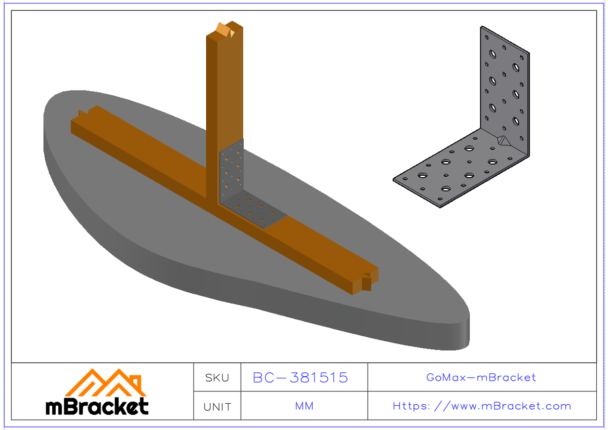 Winkelverbinder L-förmiger Stahlwinkel Holzkonstruktionsverstärkungshardware - 3*80*150*150 Anwendungsbeispiel