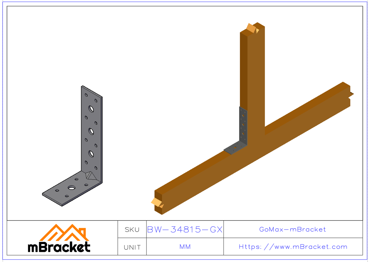 Conector de ángulo en L Accesorios de herrajes de refuerzo de estructura de construcción - 3*40*80*150 Ejemplo de aplicación