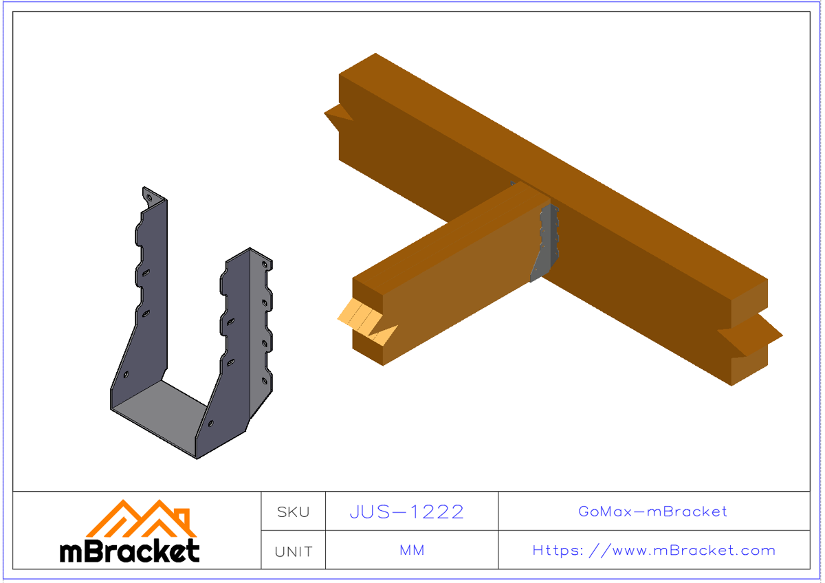 U-förmiger Trägerhänger Horizontaler Balken- und Trägerverbinder - 2*120*220 Anwendungsbeispiel