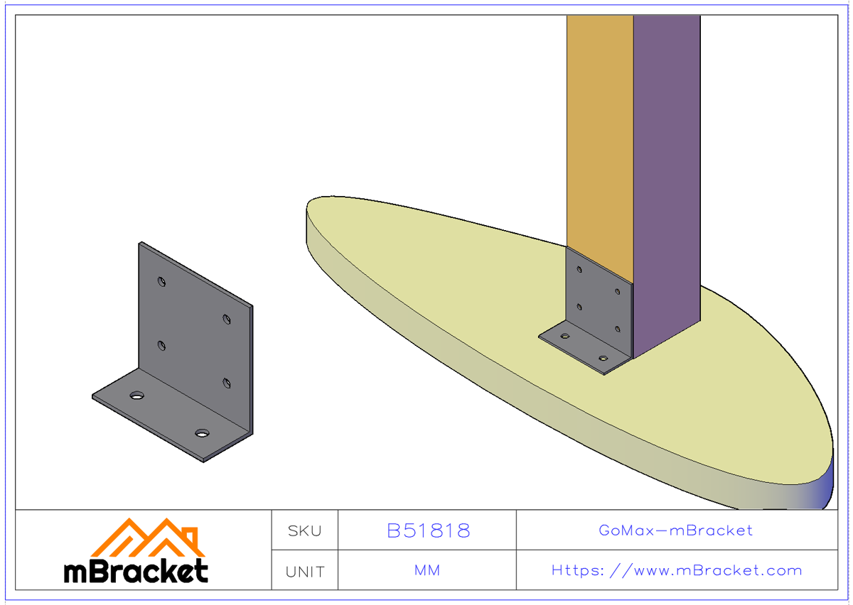 Équerre Lourde Épaissie Connecteur de Structure en Bois - 5*180*80*180 Exemple d'application