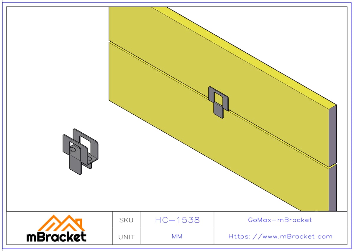 Clip en H pour OSB, contreplaqué, toiture, connecteur de structure bois - 1*15.1*38 Exemple d'application