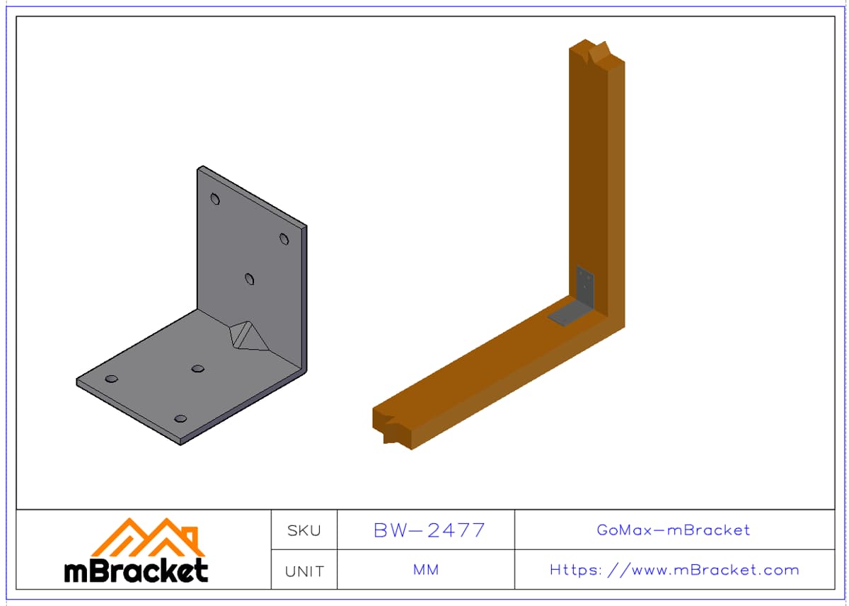 Connecteur d'angle en L Renfort structurel en fer d'angle - 3*60*73*73 Exemple d'application