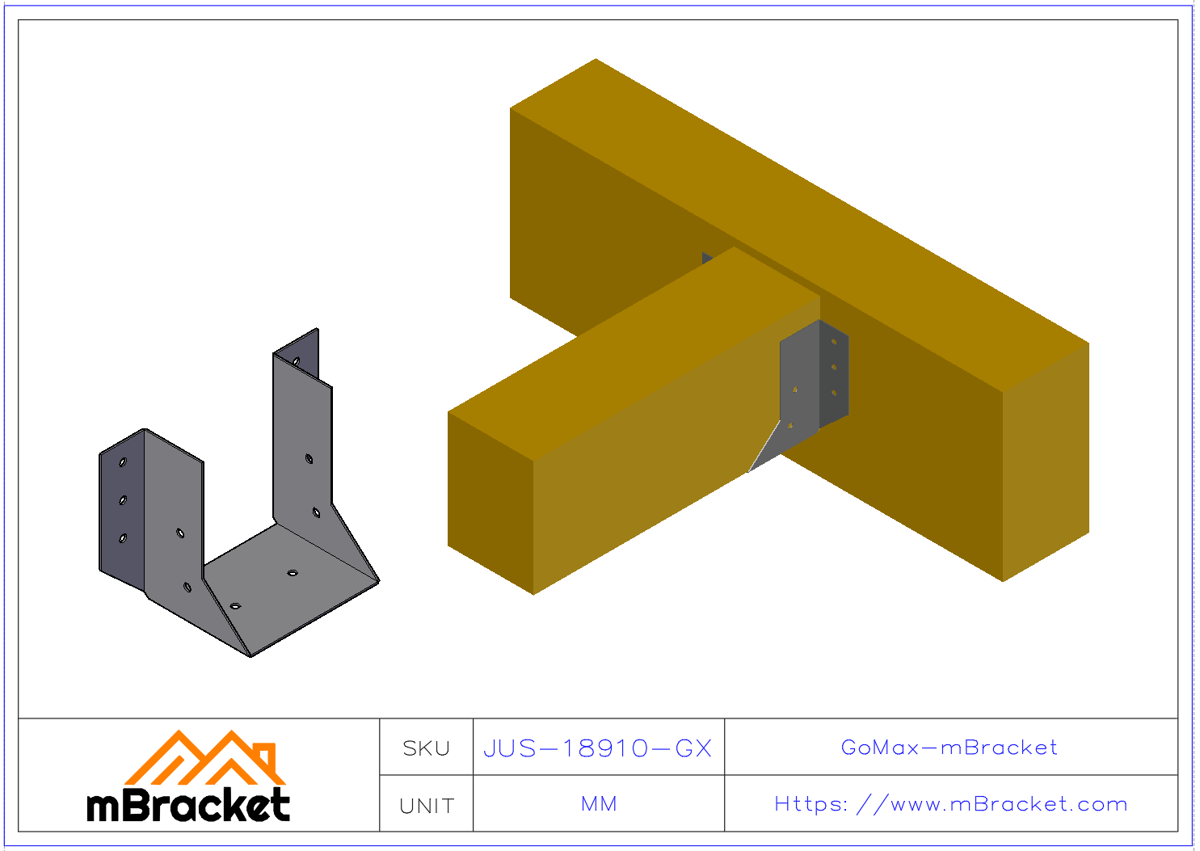 U-förmiger Trägerhaken-Verbinder Holzkonstruktion Träger-Stütze-Verstärkungsaufhänger - 1*89*100 Anwendungsbeispiel