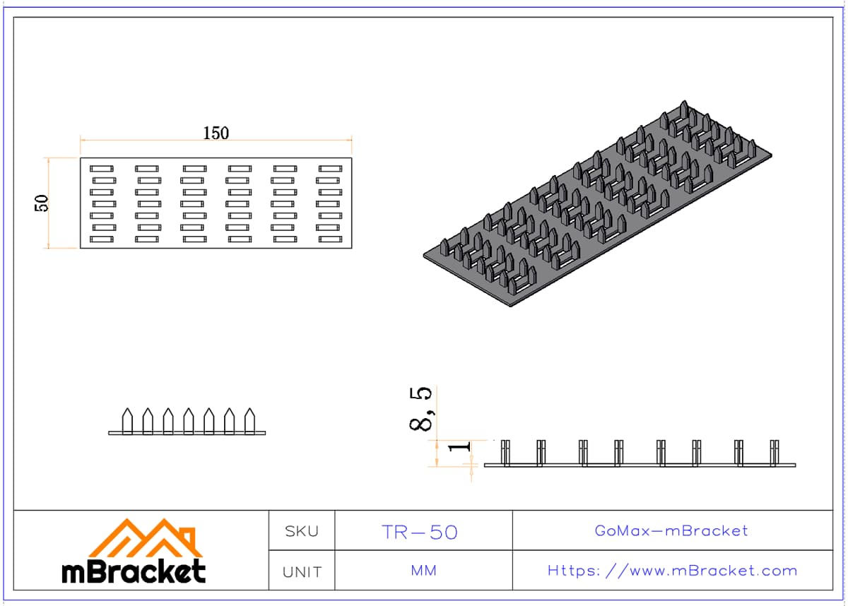 Conector de placa dentada Placa de conexión para armadura de madera - 1*50 Dimensiones del producto