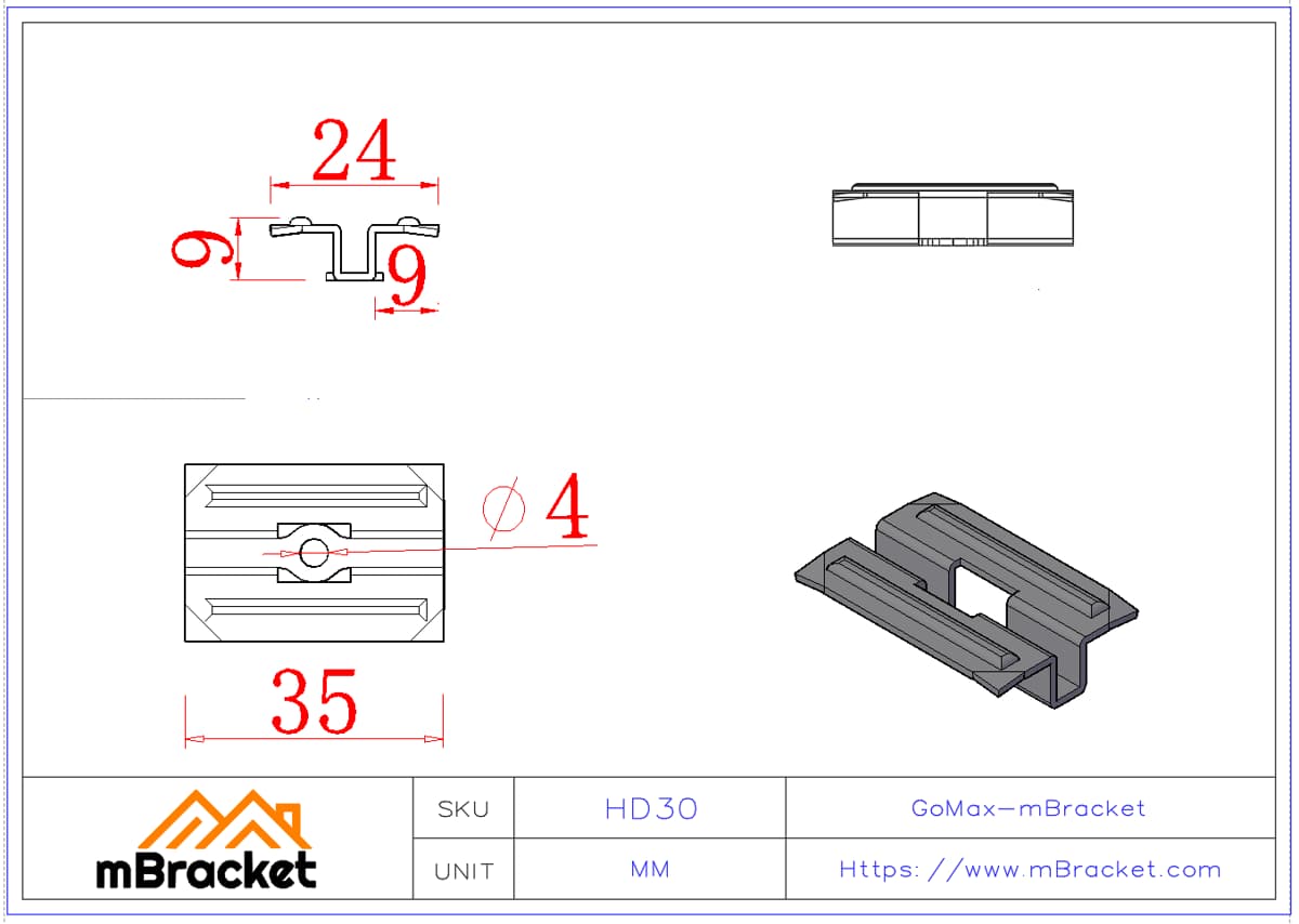 Verdeckter Holzbodenverbinder Bodenclip Unsichtbarer Verbinder - 1*35*24*9 Produktabmessungen