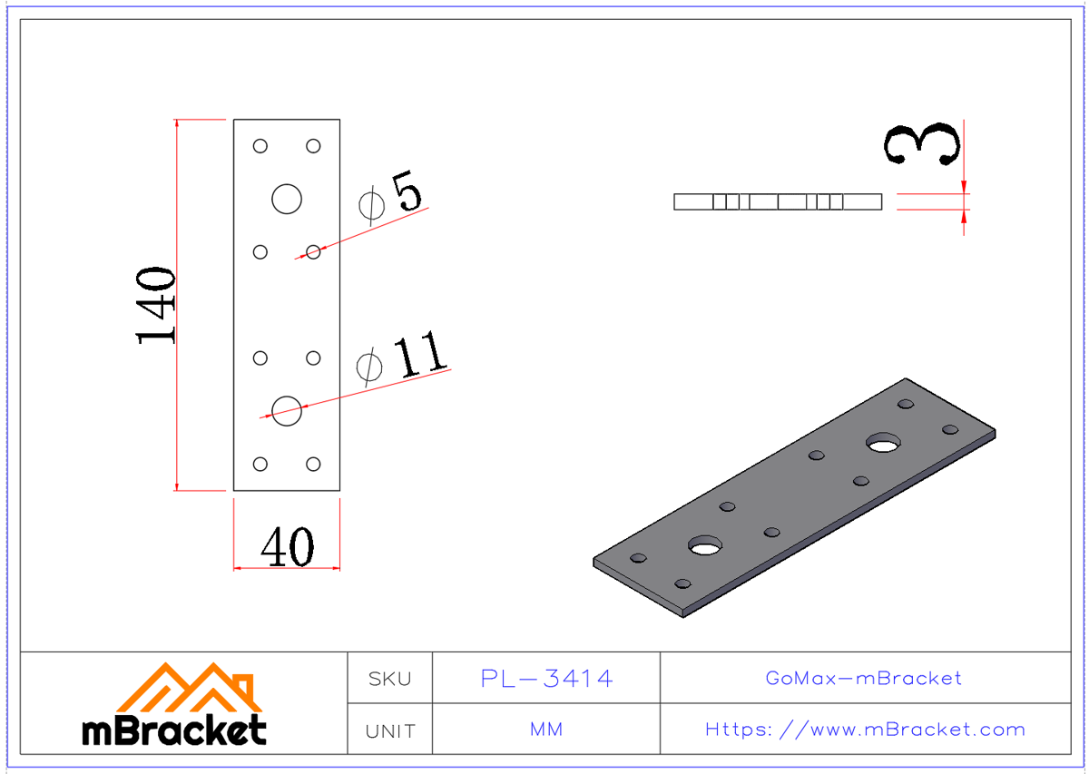 Conector plano Placa de pregos Conector de treliça Acessório metálico para telhado de madeira - 3*40*140 Dimensões do produto