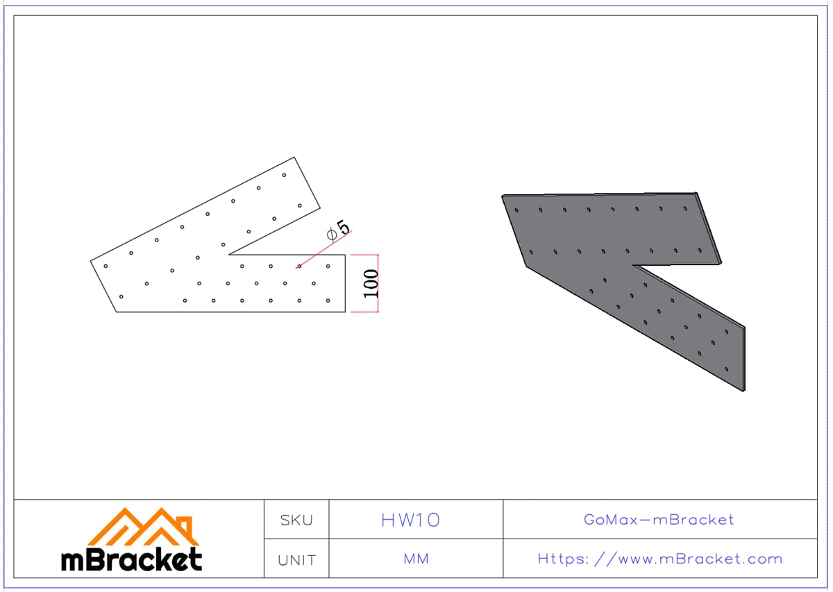 Connecteur de ferme lourd Connecteur pour structure en bois lourd - 2*445*271 Dimensions du produit