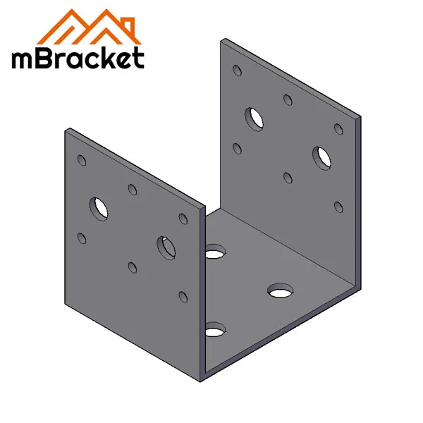 Conector de base de poste em U, sapata de poste, conector metálico para estrutura de madeira