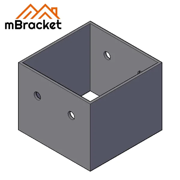 Conector de base de pilar quadrado, sapata de pilar, tipo soldado sem placa base