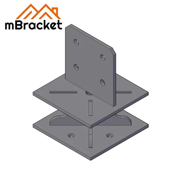 Conector de base de pilar de madeira laminada colada, Ferragem de base de poste de madeira