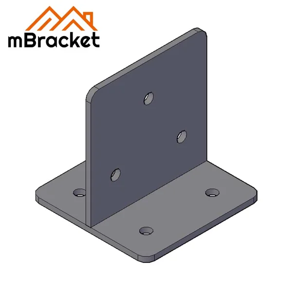 T-Type Post Base Concealed Angle Bracket Wood Column to Ground Connector - 6*140*140*140 1