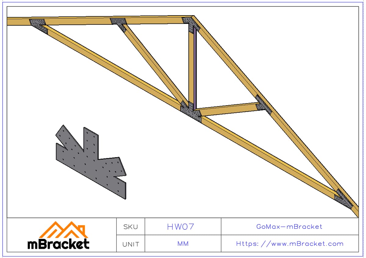 Schwerlast-Dachstuhlverbinder Holzverstärkungsbeschläge - 2*500*300 Anwendungsbeispiel