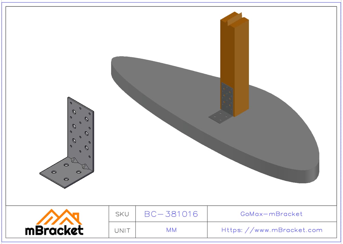 Équerre en L Connecteur d'angle en fer Matériel de renforcement de structure de construction - 3*80*90*170 Exemple d'application