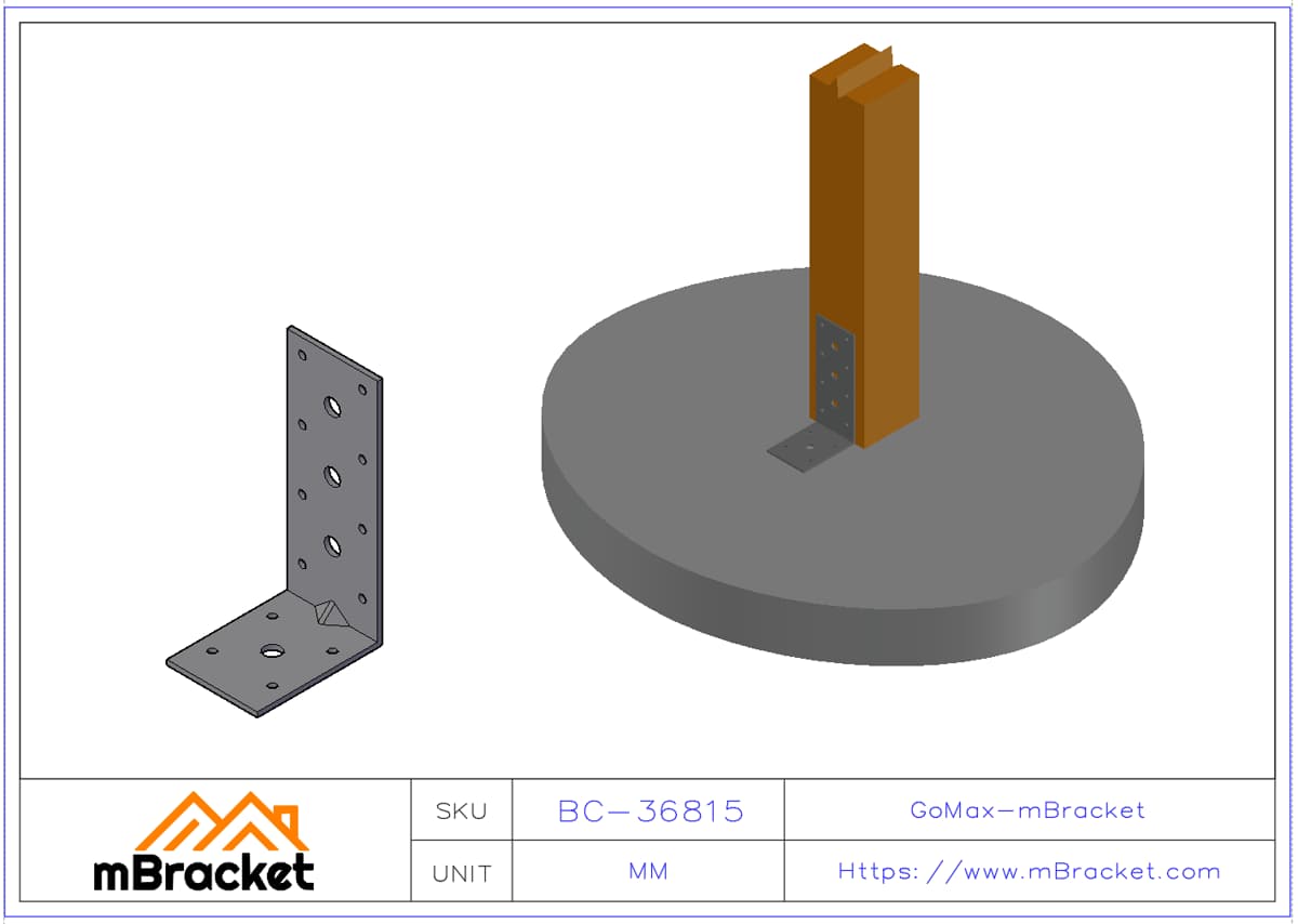 Conector de ángulo en L de hierro angular hardware de refuerzo estructural - 3*60*80*150 Ejemplo de aplicación