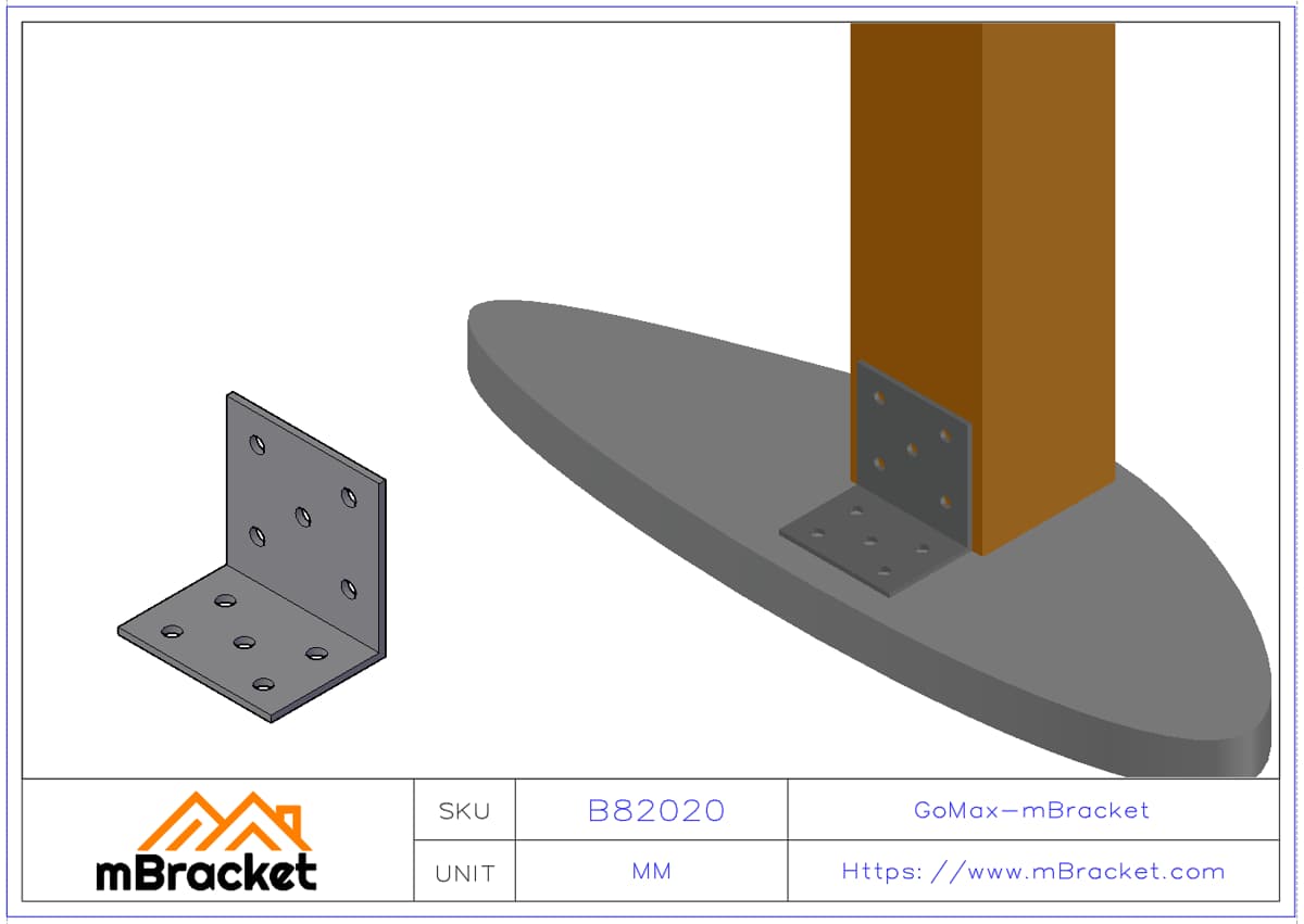 Équerre Lourde pour Renforcement de Structure en Bois - 8*200*150*200 Exemple d'application