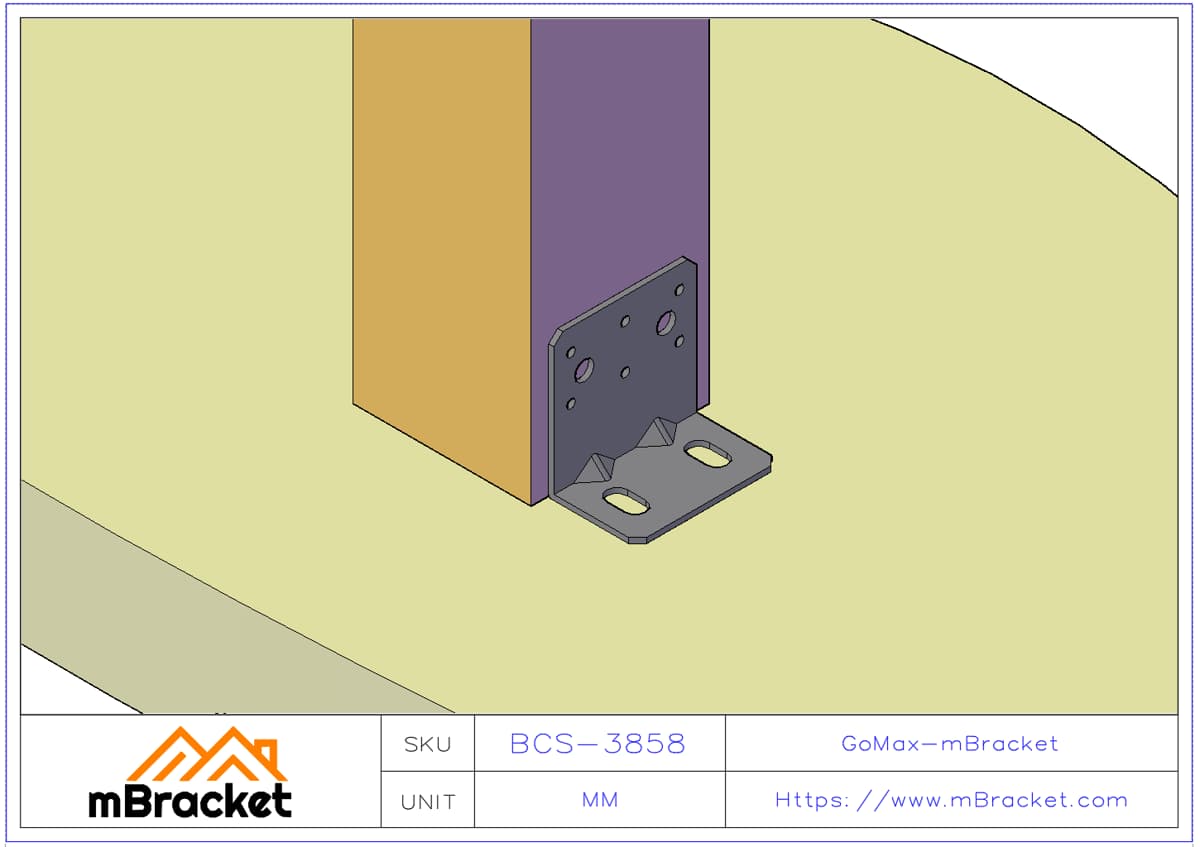 Suporte angular médio Conector de aço em forma de L - 3*80*50*80 Exemplo de aplicação