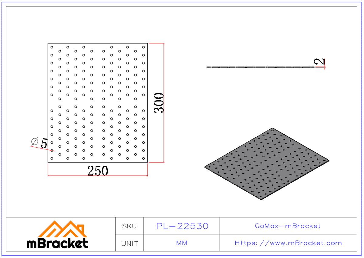 Flachverbinder, Nagelplatte, Trägerverbinder, Holz-Dach-Metallbeschlag - 2*250*300 Produktabmessungen