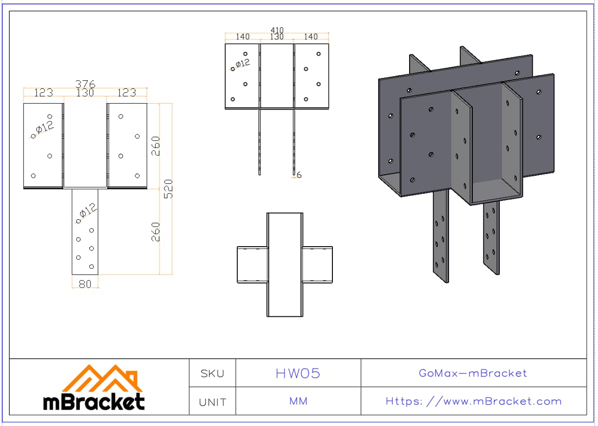 Heavy Timber Connector - 6.0*80*520 Product Dimensions