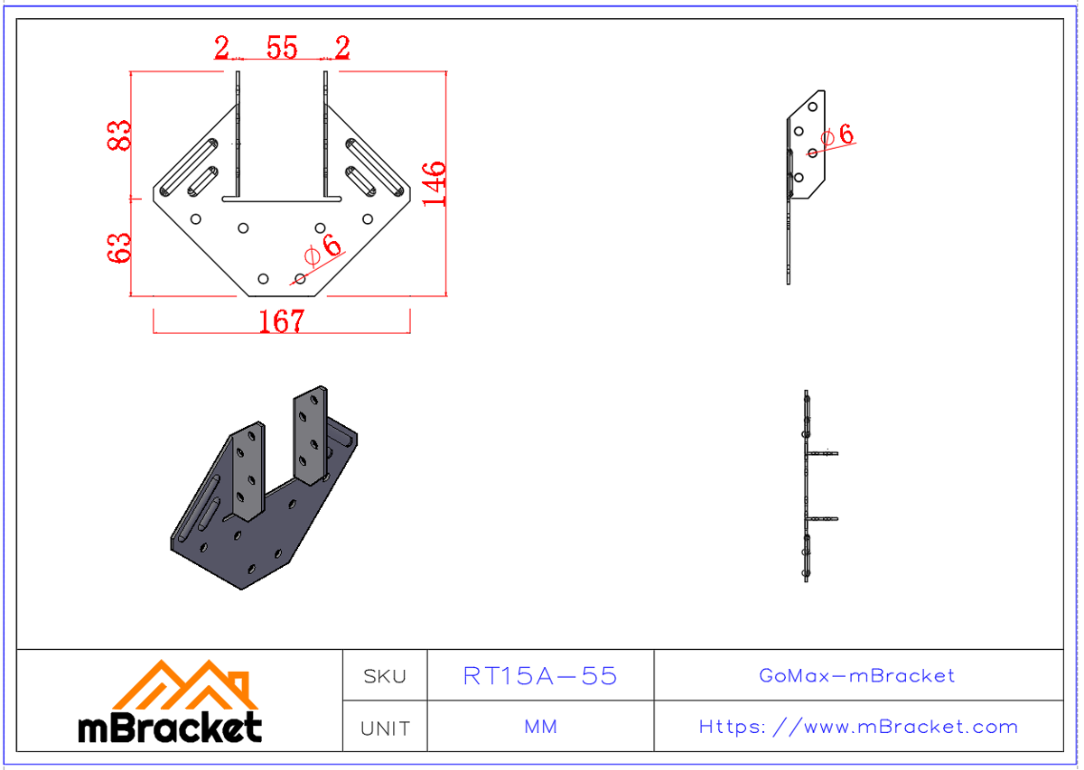 Sturmanker, Wirbelsturmbefestiger, Windverbinder, Drehverbinder, Holzverbinder - 2*55*146*167 Produktabmessungen