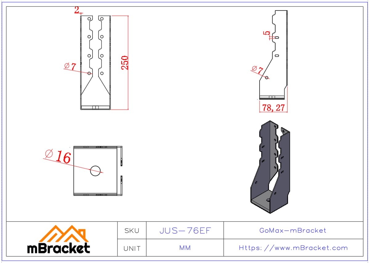 Uplift Restraint Fastener, Cabin Metal Hardware, Seismic and Wind-Resistant Connector - 2*82*250 Product Dimensions