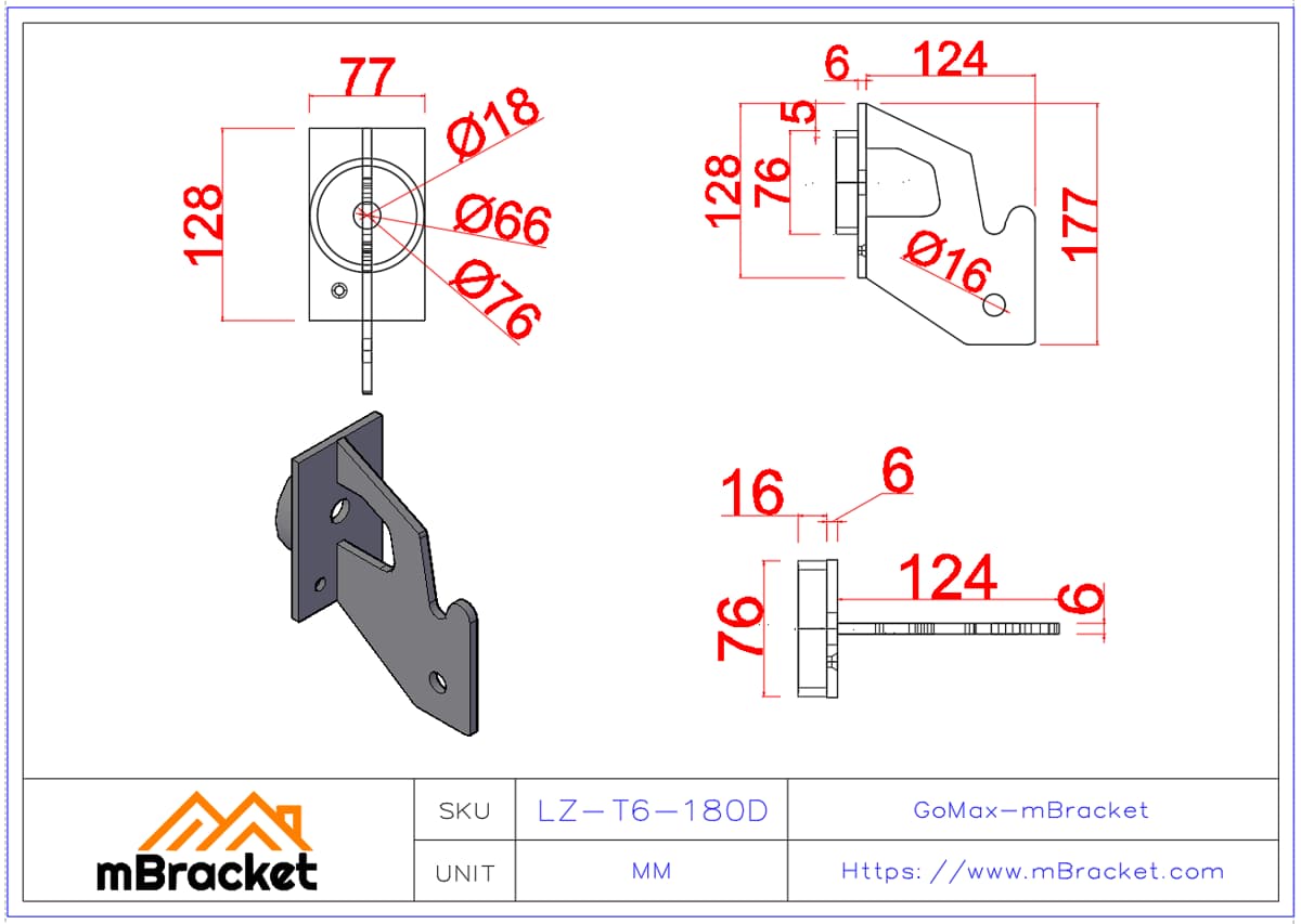 Conector oculto em T para viga-pilar para construção em madeira japonesa e método SE - 6*77*128 Dimensões do produto