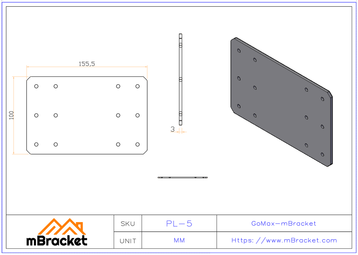 Flachbalkenverbinder Balkenschuh Stahl- und Holzverstärkungsbeschläge - 3.0*100*155 Produktabmessungen