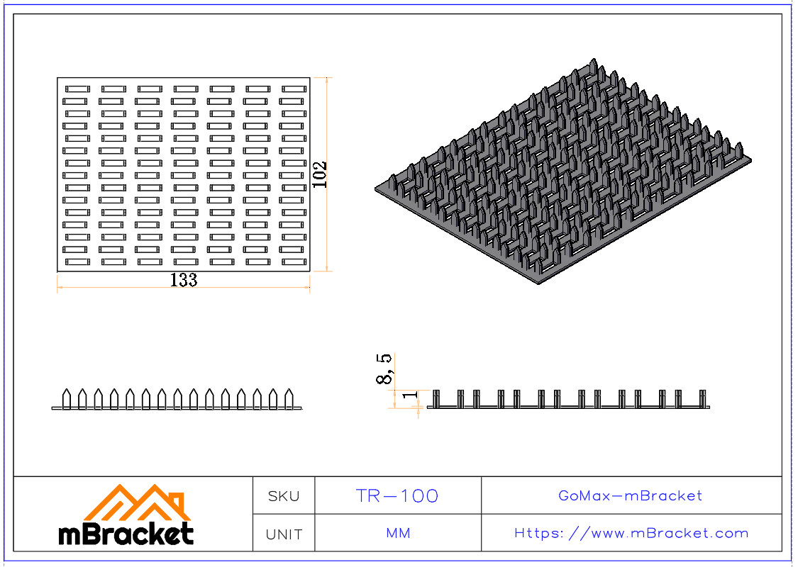 Conector de placa dentada para estructuras de madera Truss Plate - 1*100 Dimensiones del producto