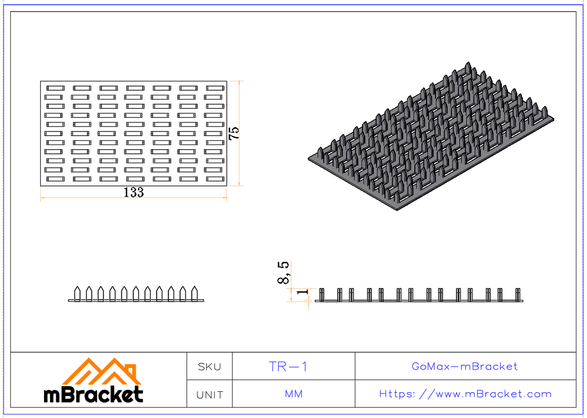 Nagelplattenverbinder für Holzkonstruktionen - Truss Plate - 1*75 Produktabmessungen