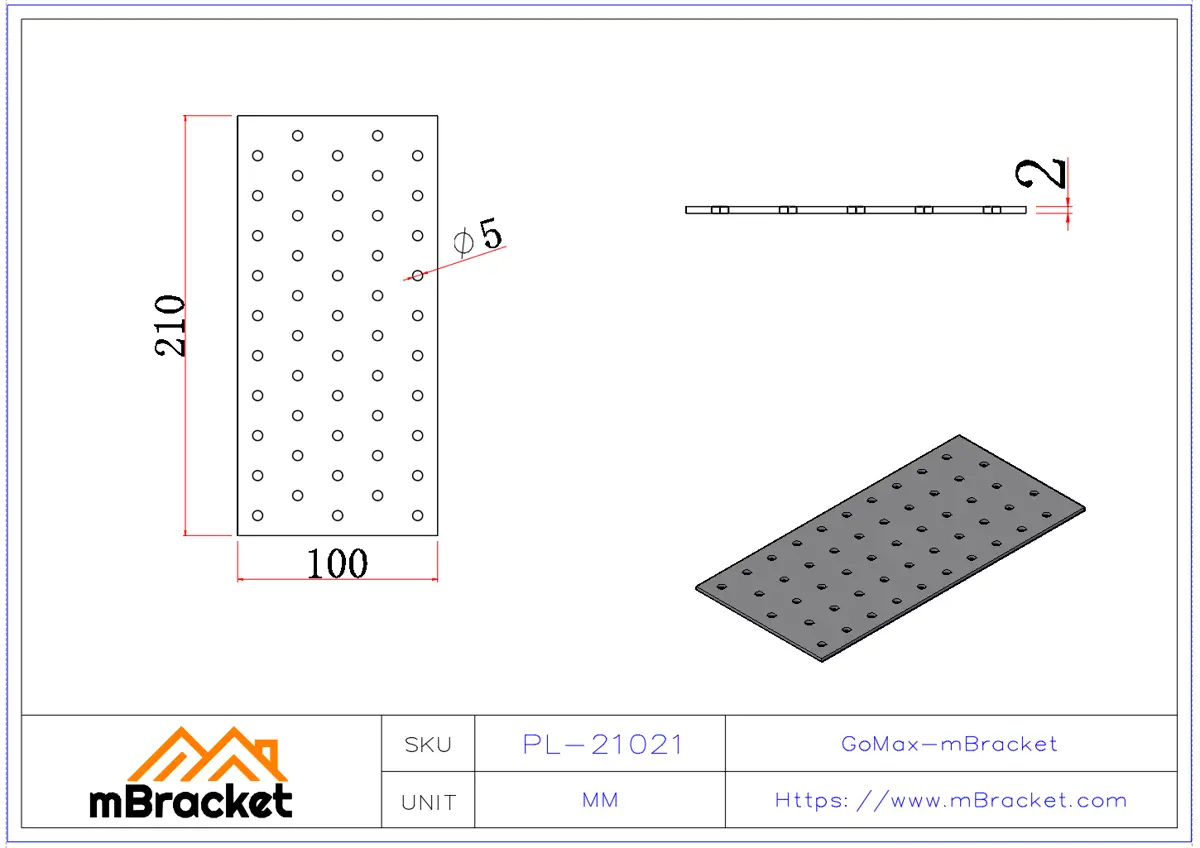 Nail Plate Connector Flat Plate Connector Timber Truss Connector Wood Truss Connector - 2*100*210 Product Dimensions