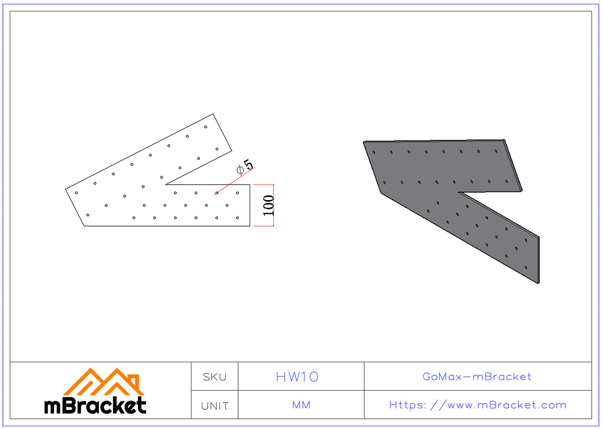 Conector de armadura pesado Conector para estructura de madera pesada - 2*445*271 Dimensiones del producto